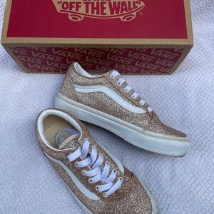 Vans Gold and White Glitter Sneakers Kids Size 1.5 Pre-owned